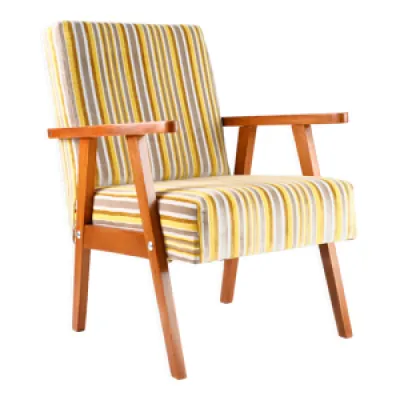 fauteuil vintage jaune-gris - velours