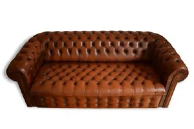 Canape chesterfield ancien - cuir
