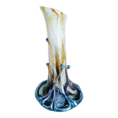 Vase oignon, verre soufflé, métallisé,