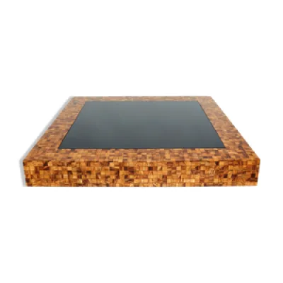 table basse marqueterie - 1970 bois