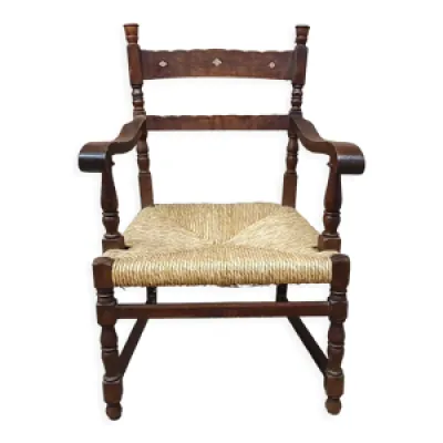 fauteuil vintage en frêne - cannage
