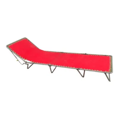 Lit de camp pliant chaise - longue rouge
