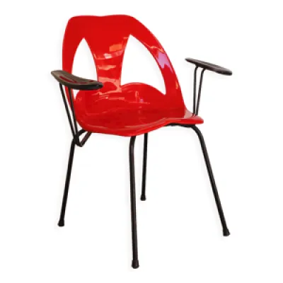 Chaise vintage en plastique - rouge 1970