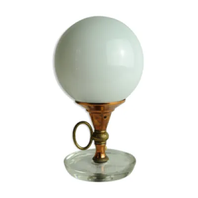 Lampe globe verre cuivre