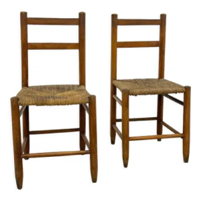 Paire de chaises vintage - assise bois