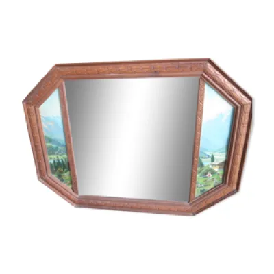 Miroir cadre bois scène - alpage