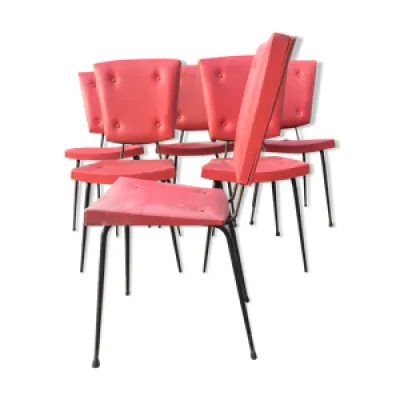 Chaises vintage rodéo - tubulaire rouge