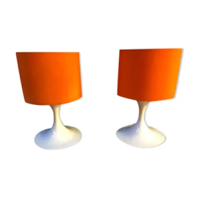 Paire de lampes années - 1970 orange