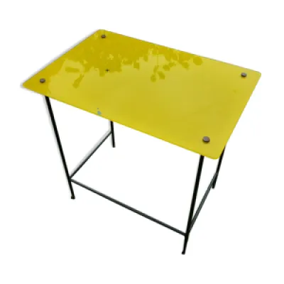 Table d'appoint en verre - jaune