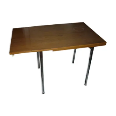 Table en formica marron - rallonges tiroir