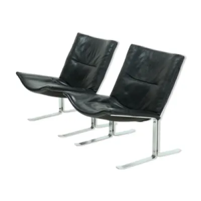 Set de 2 chaises lounges - chrome cuir