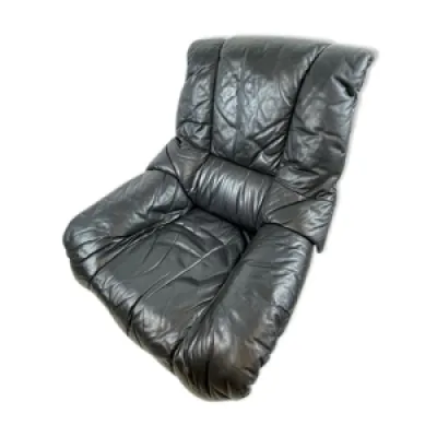 fauteuil italien en cuir - noir