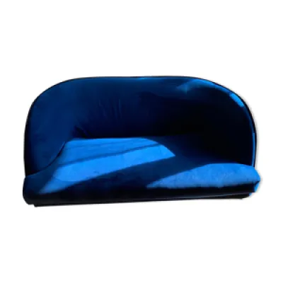 Canapé velour bleu Liu - caillou