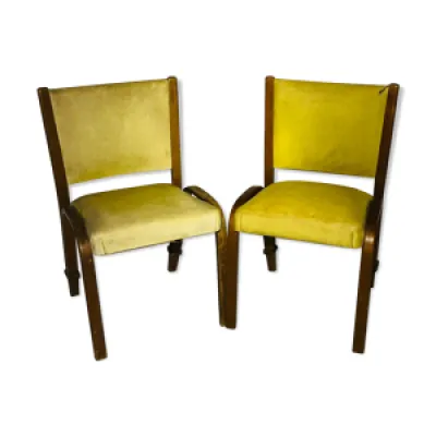 Paire de chaises vintage - bois tissu