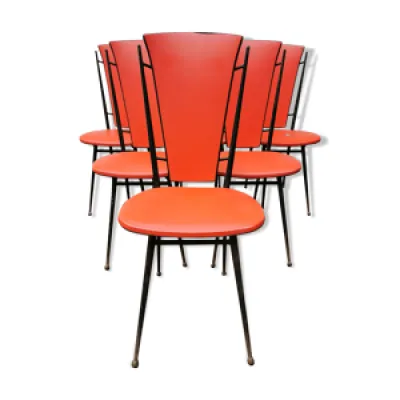 Série de 6 chaises rouges