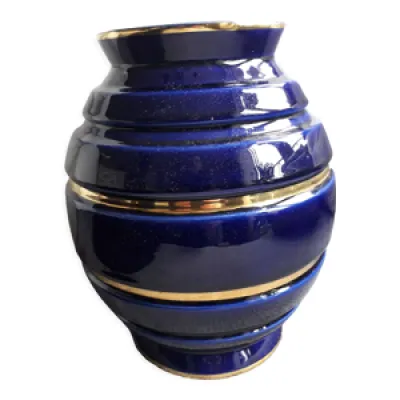 Vase vintage bleu et