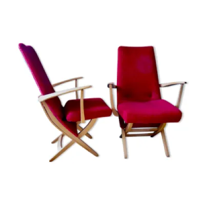 paire de fauteuils rouges - 1950