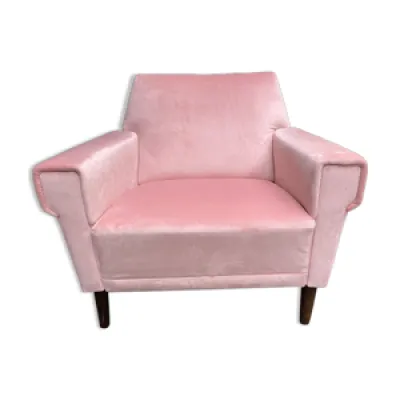 fauteuil vintage velour - rose