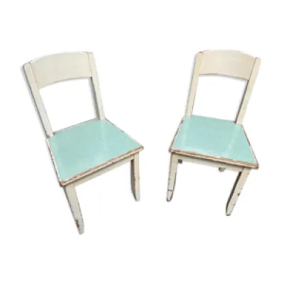 Paire de chaises en bois - formica 1950