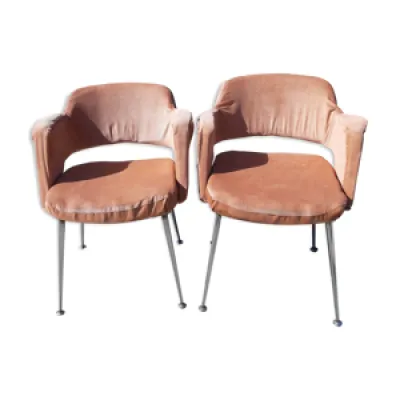 Paire de fauteuils vintage - chrome tissus