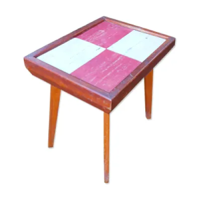 Table vintage en bois - compas