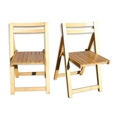 Paire de chaises pliantes - clair bois