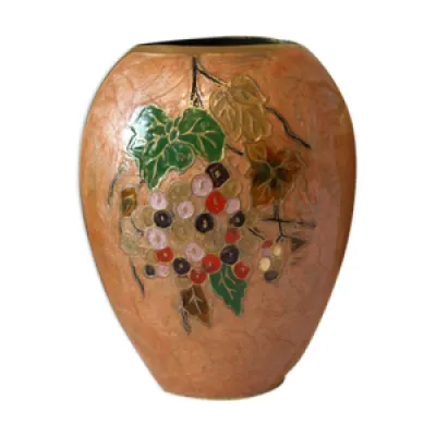 Vase en laiton polychrome