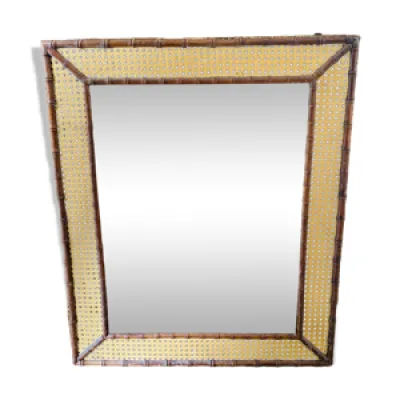 Miroir bois et cannage - 60x75cm