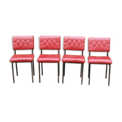 Série de 4 chaises rouges