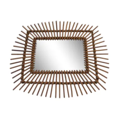 miroir rotin soleil vintage - 60x50cm