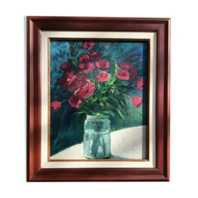 Tableau bouquet prune - peinture