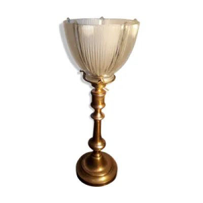 Lampe calice 1930 laiton - tulipe verre
