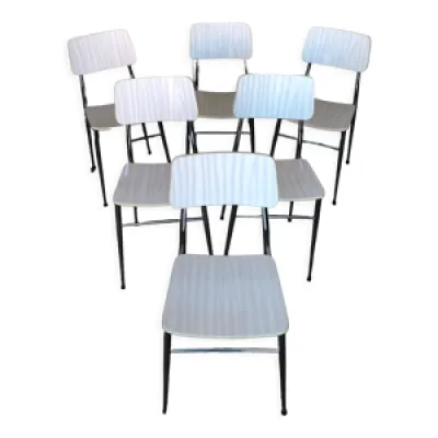 Série de 6 chaises cuisine - formica blanc