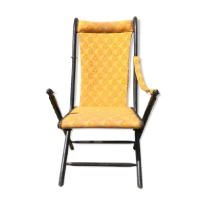 Fauteuil chaise pliante - bois noir tissu