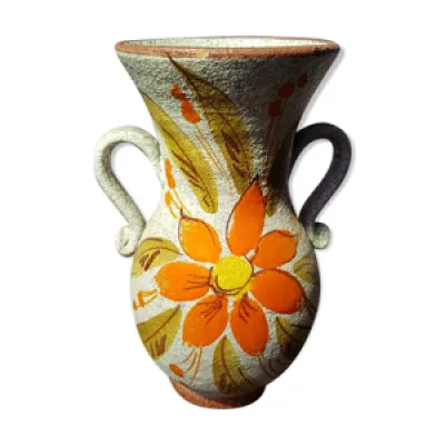 Ancien vase avec anses - fleurs
