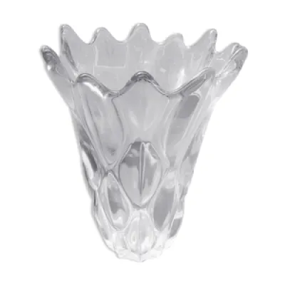 Ancien vase verre moulé - transparent