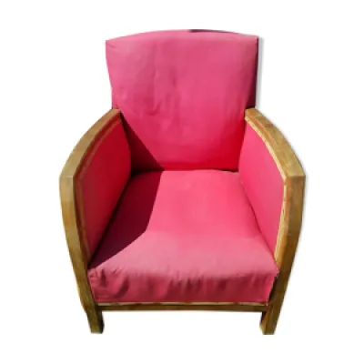 fauteuil bois & tissu - rouge