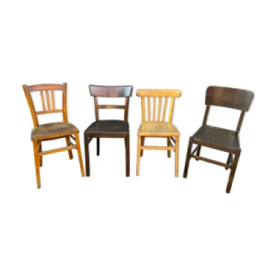 4 chaises bistrot dépareillé - bois