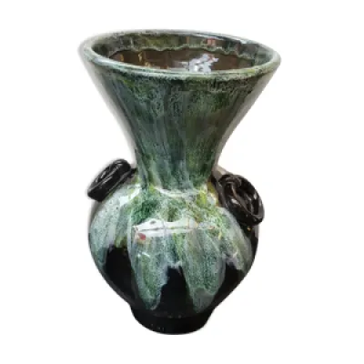 Ancien vase gaubier céramique - vert blanc