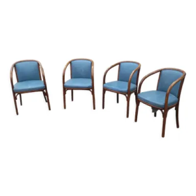 4 fauteuils bois courbé - cuir bistrot