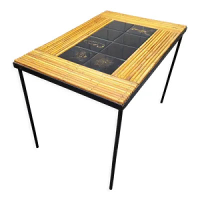 Table basse rotin céramique - design