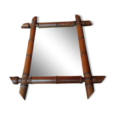 Ancien miroir bois style - bambou