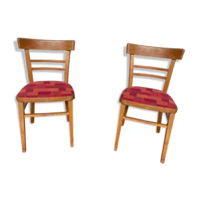 Paire de chaiseS en bois - 1960 rouge