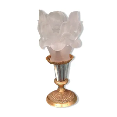 Lampe chevet cristal - verre rose