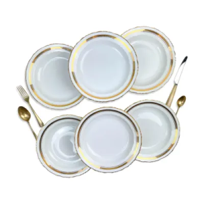 6 assiettes creuses porcelaine - blanche limoges