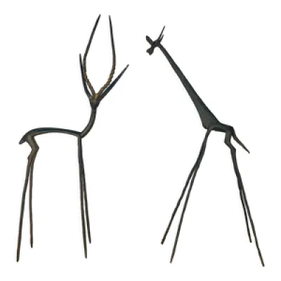 Duo gazelle et girafe - xxl laiton