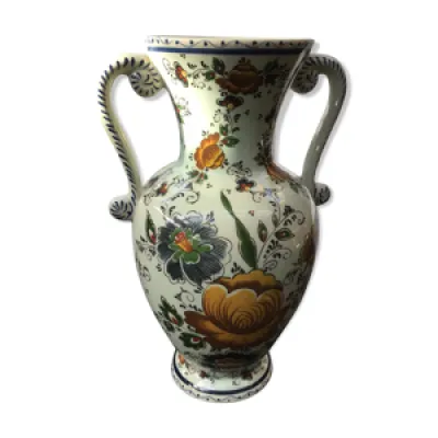 Vase Delft avec anses - blanc fleurs