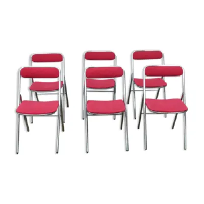 6 anciennes chaises pliable - velours