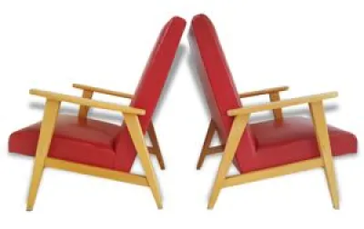 Paire de fauteuils skai - 1950 clair