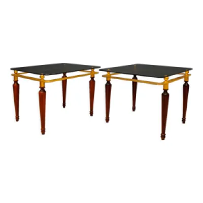 Pair of tables with crystal - 1970 glass